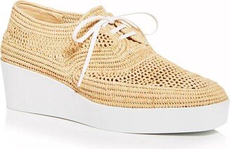 Women's Lisa Woven Wedge Platform Oxfords In Natural