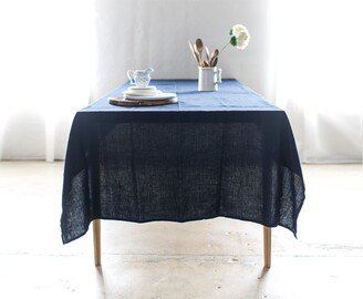 Bohemian Tablecloth - Navy Blue Linen