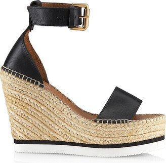 Glyn Leather Espadrille Wedge Sandals-AB