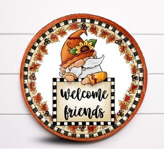 Wreath Sign, Fall Welcome Friends Gnome Sugar Pepper Designs, Door Decor, Sign For