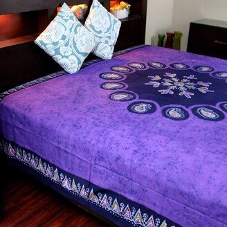 Handmade Multi Batik Cotton Paisley Floral Tapestry Wall Hanging Bedspread Tablecloth Beach Sheet Dorm Decor Purple Twin 70 x 106 inches