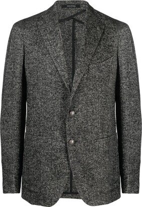 Single-Breasted Herringbone Blazer-AD