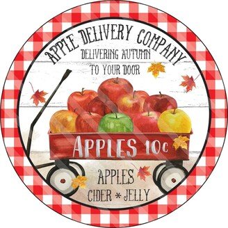 Apple Delivery Sign - Wagon Fall Autumn Wreath Metal