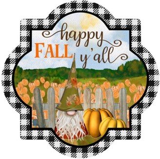 Happy Fall Y'all Gnome Quatrefoil Wreath Sign, Metal Attachment, Making, Wreath, Door Decor