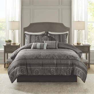 Gracie Mills 7-pc Bellagio Comforter Set, Grey - King
