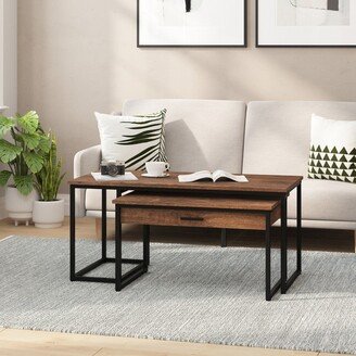 Taylor & Logan 2 Piece Nesting Coffee Tables Set with Sled Style Frames