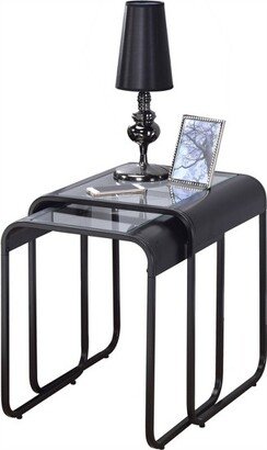 2pc Abramma Metal Nesting Table Set Black - miBasics