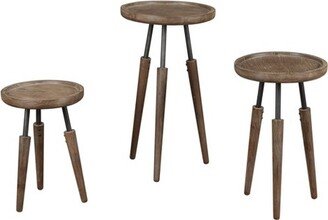 Set of 3 Lily Wood Accent Tables Natural