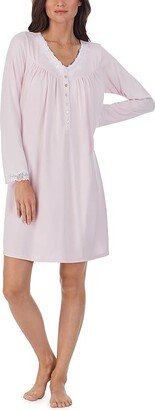 Sweater Knit Long Sleeve Short Gown (Pink Ditsy) Women's Pajama