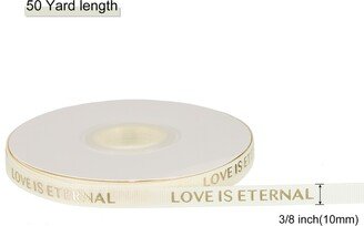 Unique Bargains 3/8 Inch 50 Yard Valentine Satin Ribbon Grosgrain Ribbon Gold Love Is Eternal - 3/8