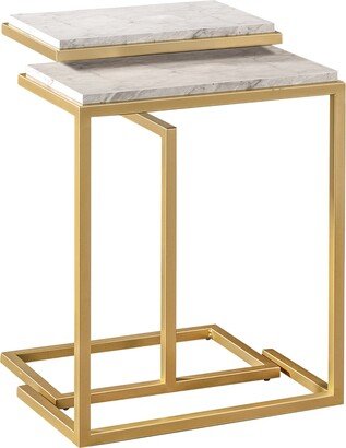 Quana Contemporary 16-inch Faux Marble 2-Piece Nesting Tables Set
