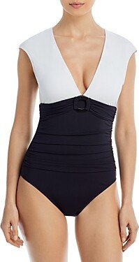 Cap Sleeve Two Toned One Piece Swimsuit - 100% Exclusive