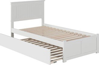 AFI Nantucket Twin Platform Bed with Footboard and Twin Trundle in White