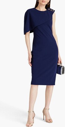 Button-embellished crepe midi dress