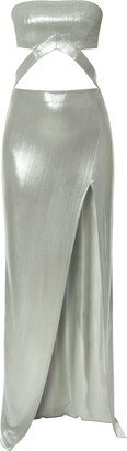 Aggi Sidney Silver Sage Strapless Maxi Dress