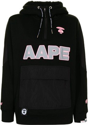 Logo-Embroidered Zip-Up Hoodie-AA