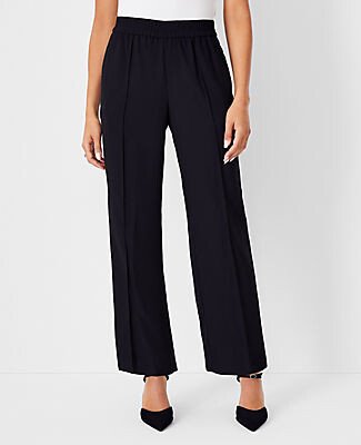 The Petite Pintucked Easy Straight Ankle Pant in Crepe