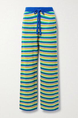 Striped Open-knit Cashmere Straight-leg Pants - Multi