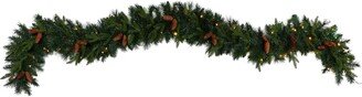 9ft. Mixed Pines and Pinecones Extra Wide Artificial Christmas Garland with 286 Bendable Branches and 70 Warm White LED Lights