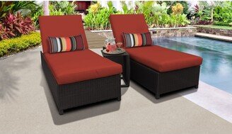 Belle Wheeled Chaise Set of 2 Outdoor Wicker Patio Furniture and Side Table