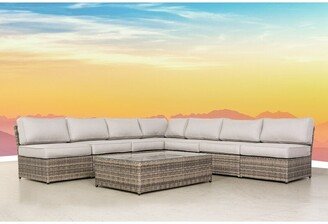 LSI 8 Piece Rattan Sectional Seating Group with Cushions