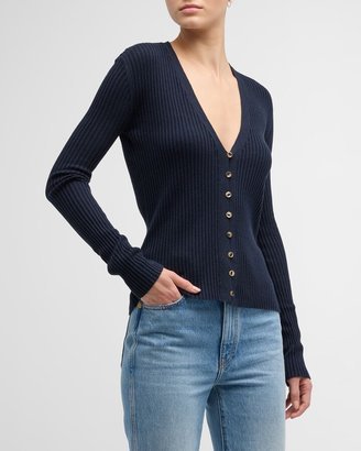 Fine Line V-Neck Cashmere Cardigan