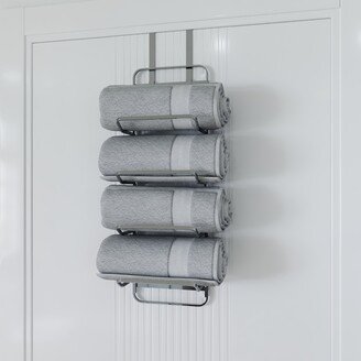 Rust-Free Over Door Towel Rack Silver