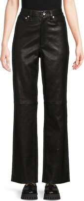 ICONS Alex High Rise Straight Leg Leather Pants