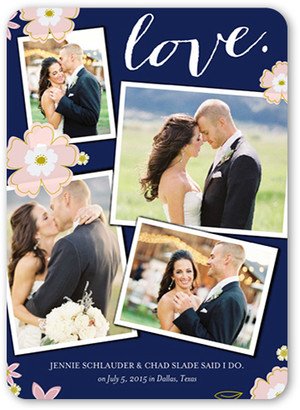 Wedding Announcements: Floral Love Wedding Announcement, Blue, Matte, Signature Smooth Cardstock, Rounded