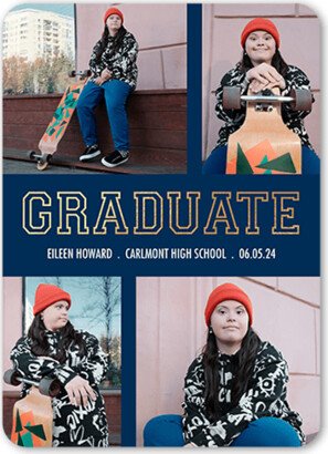 Graduation Announcements: Varsity Type Graduation Announcement, Yellow, 5X7, Signature Smooth Cardstock, Rounded