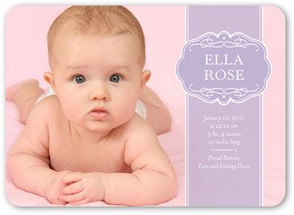 Baby Girl Birth Announcements: Lavender Ribbon Birth Announcement, Purple, Standard Smooth Cardstock, Rounded