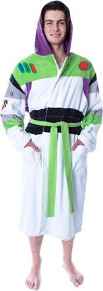 Disney Men's Toy Story Buzz Lightyear Costume Fleece Plush Robe Bathrobe (XS) White