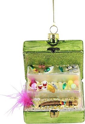 Cody Foster Holiday Ornament Tackle Box - 1 Glass Ornament 3.50 Inches - Ornament Fish Bait Bobber - Go8285 - Glass - Green