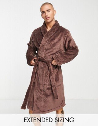 lounge robe in brown fleece