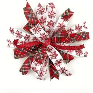 Christmas Wreath & Party Bow, Pre-Made Lantern Or Mailbox Embellishment, Tree Holiday Outdoor Bow