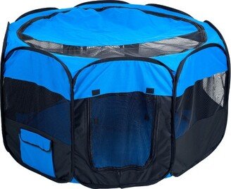 Pet Adobe Portable Pop-Up Octagon Pet Playpen - Blue/Black