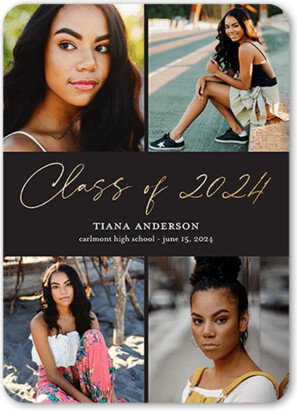 Graduation Announcements: Honored Script Graduation Announcement, Black, 5X7, Standard Smooth Cardstock, Rounded