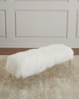 Interlude Home Antanette Sheepskin Bench with Stiletto Legs