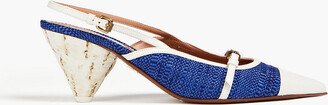 Beachcomber leather and raffia slingback pumps