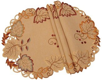 Harvest Verdure Embroidered Cutwork Fall Round Placemats - Set of 4