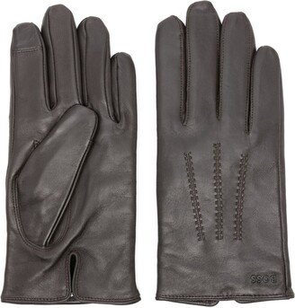 Logo-Lettering Leather Gloves-AA