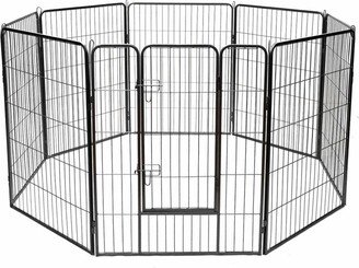 40'' 8 Panel Pet Puppy Dog Playpen Door Exercise Kennel Fence Metal