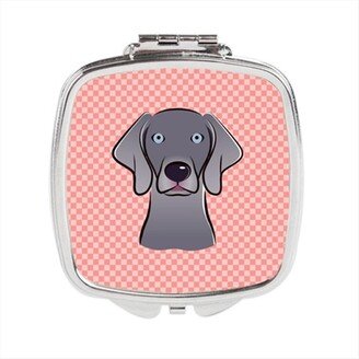 BB1231SCM Checkerboard Blue Weimaraner Compact Mirror, 2.75 x 3 x .3 In.