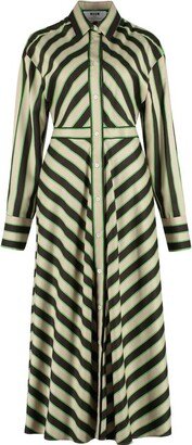 Chevron Print Collared Button-Up Shirt Dress