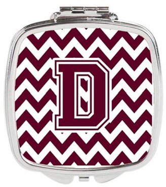 CJ1051-DSCM Letter D Chevron Maroon & White Compact Mirror, 3 x 0.3 x 2.75 in.