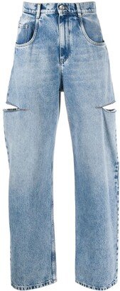 Cut Out Details Loose Jeans-AA