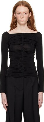 Black Ruched Long Sleeve T-Shirt