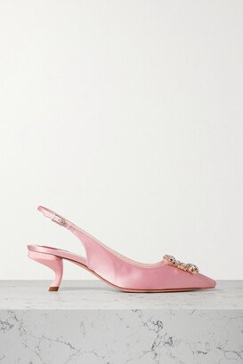 Virgule Crystal-embellished Satin Slingback Pumps - Pink-AA