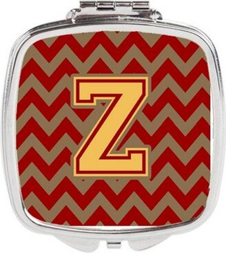 CJ1048-ZSCM Letter Z Chevron Garnet & Gold Compact Mirror