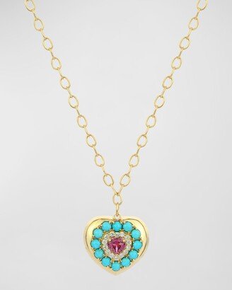 Stevie Wren 14K Yellow Gold Rhodolite Garnet Heart Lover Pendant Necklace